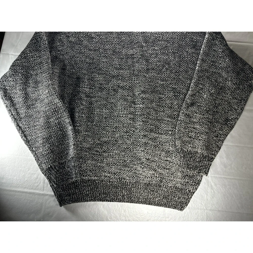 Generra Collection Sweater Men's Small Black‎ White Knit Crewneck Cotton Ramie